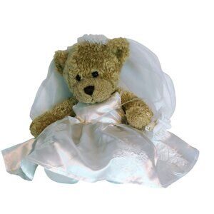 Build-a-Bear Wedding Bride Plush Bear Dress Garter Veil Shoes 15-Inches